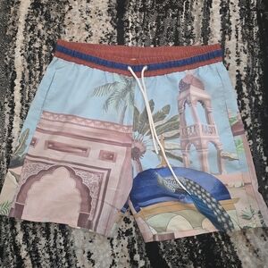 Civilized blue and brown tropical shortswith a touch of Indian flair #civilized